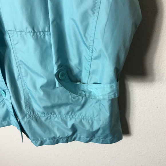 The TOG Shop turquoise Rain Coat Wind Breaker Jacket Hooded armpit to armpit 26” - Picture 3 of 7